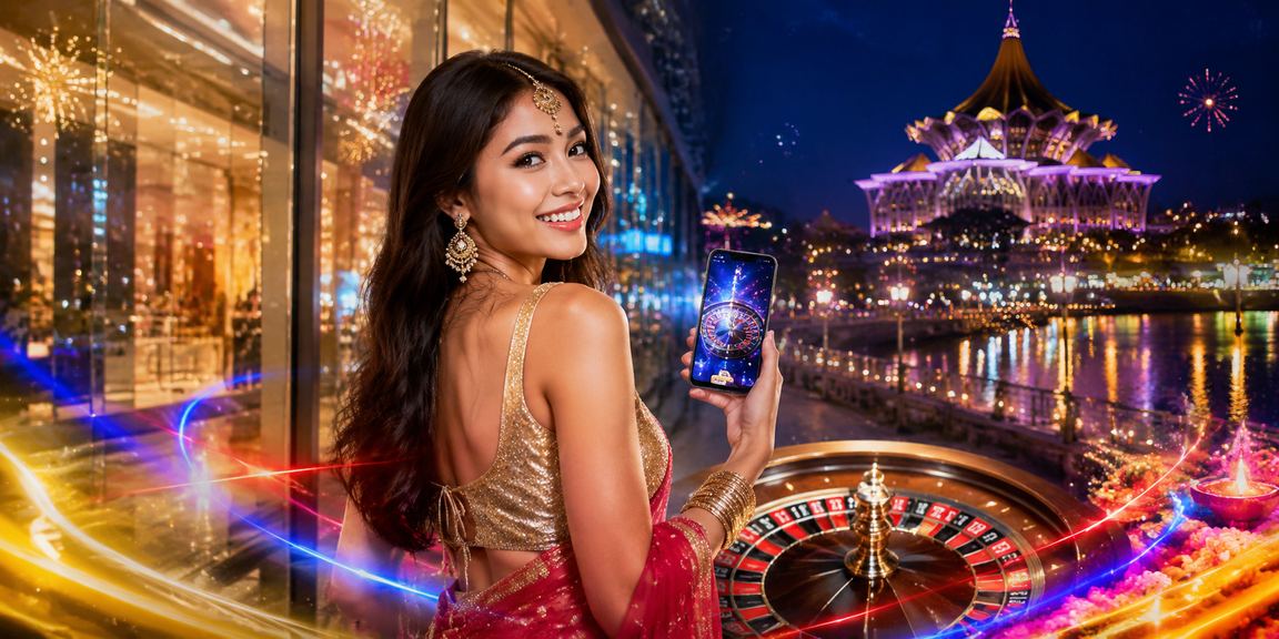Meja roulette gaya Melayu di Kuching dengan suasana kasino moden