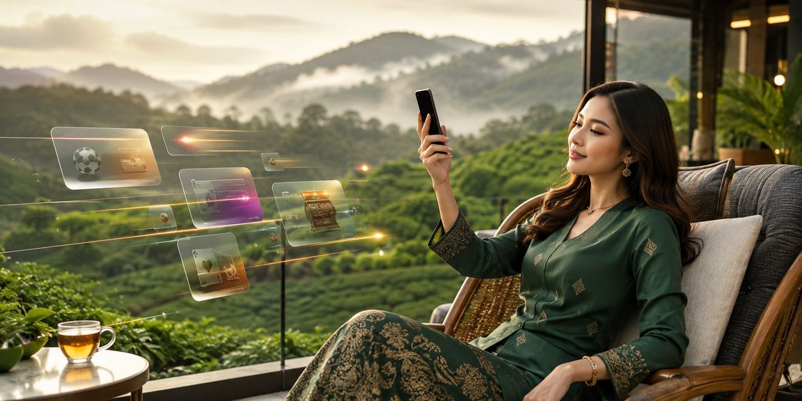 Pengguna Malaysia mengakses platform a7iii dari telefon pintar dengan antara muka yang mesra dan intuitif